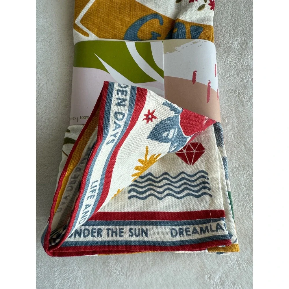 NWT Folkulture Set of 3 Kitchen Towels Cloths‎ Colorful Print Cottagecore Floral